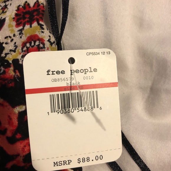 Free People Women's XS Tank Bohemian Floral Flow Funky Tank Sleeveless Shirt NWT - Picture 5 of 5